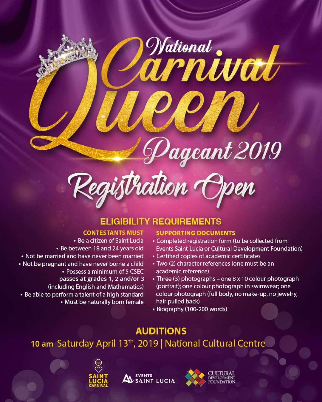 2019 National Carnival Queen Pageant Auditions Register Your Interest